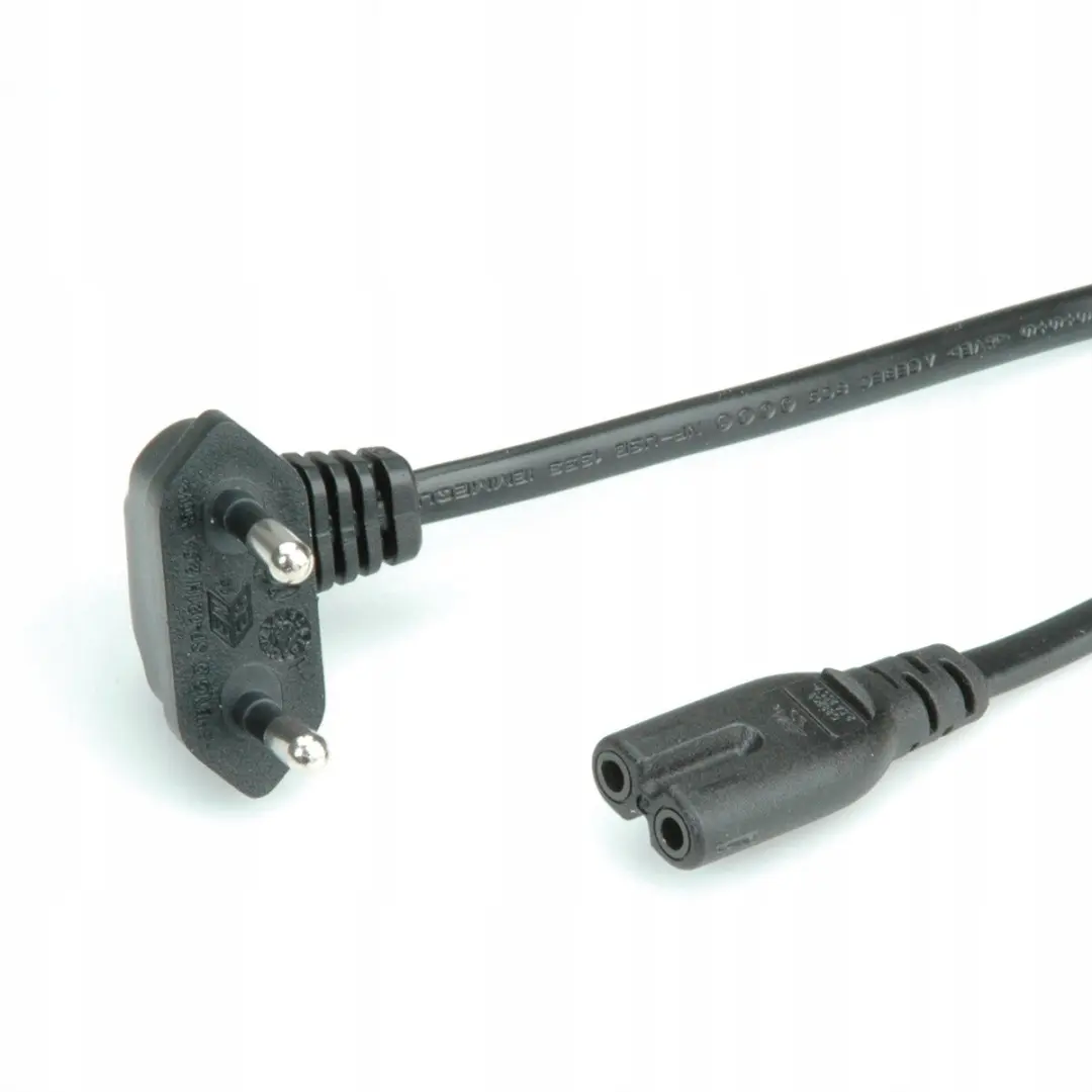 Roline Euro Stroomkabel 2-polig Hoek - 1,8m IEC C7 - Zwart