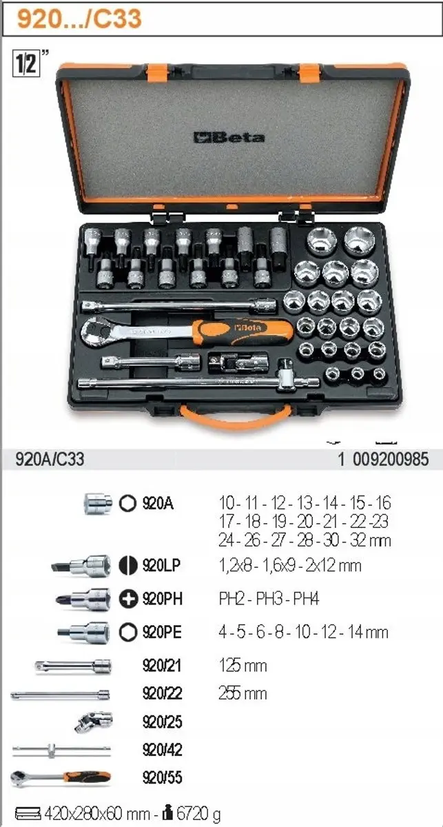 Beta Gereedschapset 38-delig 1/2" - Doppen & Accessoires