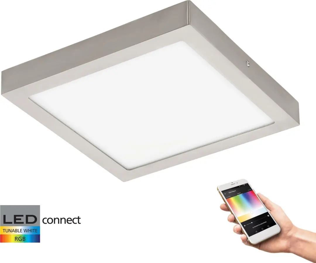 EGLO Connect Fueva-C Wandlamp 300x300mm - Nikkel Mat - afbeelding 3 van 6