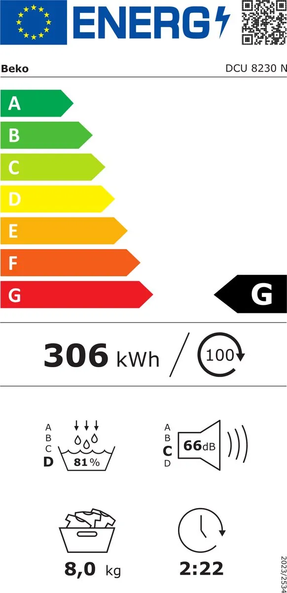 Beko DCU 8230N Condensdroger 8 kg - Wit