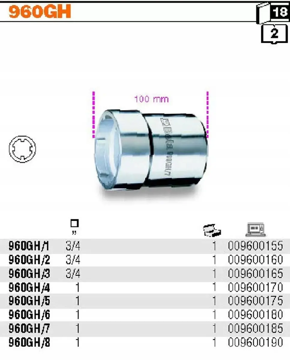 Beta Kroonmoer Dop 1" 68mm - 4 Klauwen