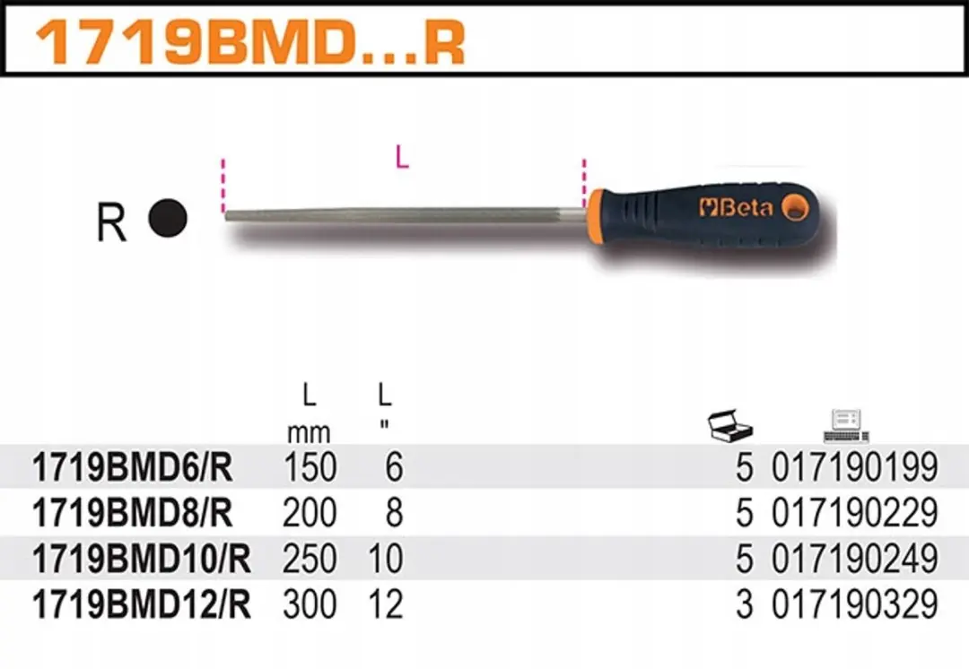 Beta Rondvijl 1719BMD12/R 300mm - Composiet Handvat