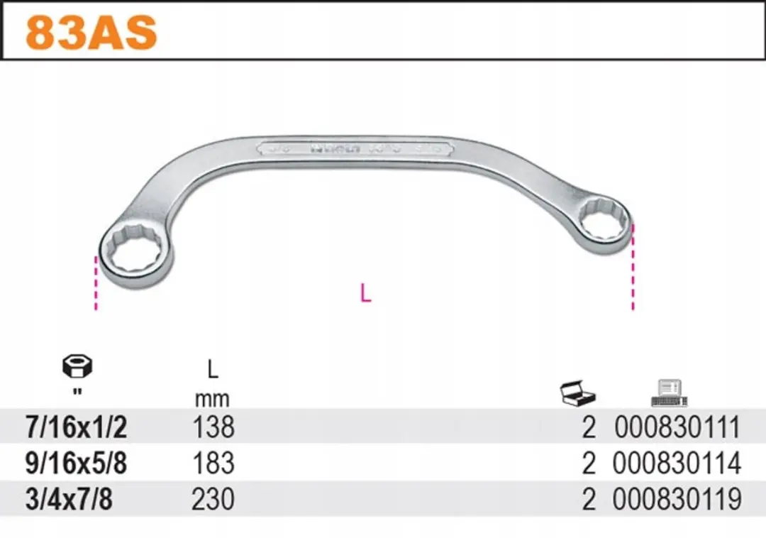 Beta Dubbele Ringsteeksleutel 7/16x1/2 - 138mm