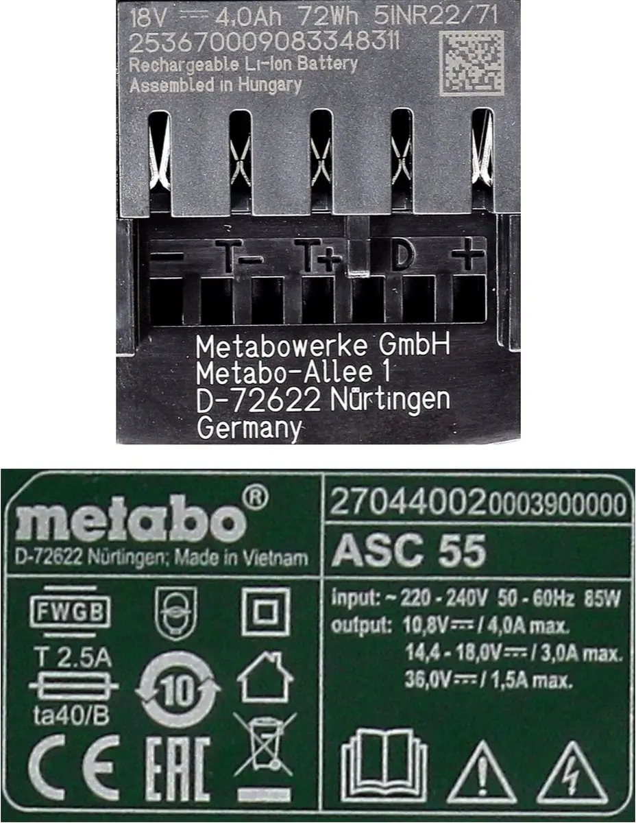Metabo 685163000 Set - 2x 18V LiHD 4.0Ah Accu & Oplader