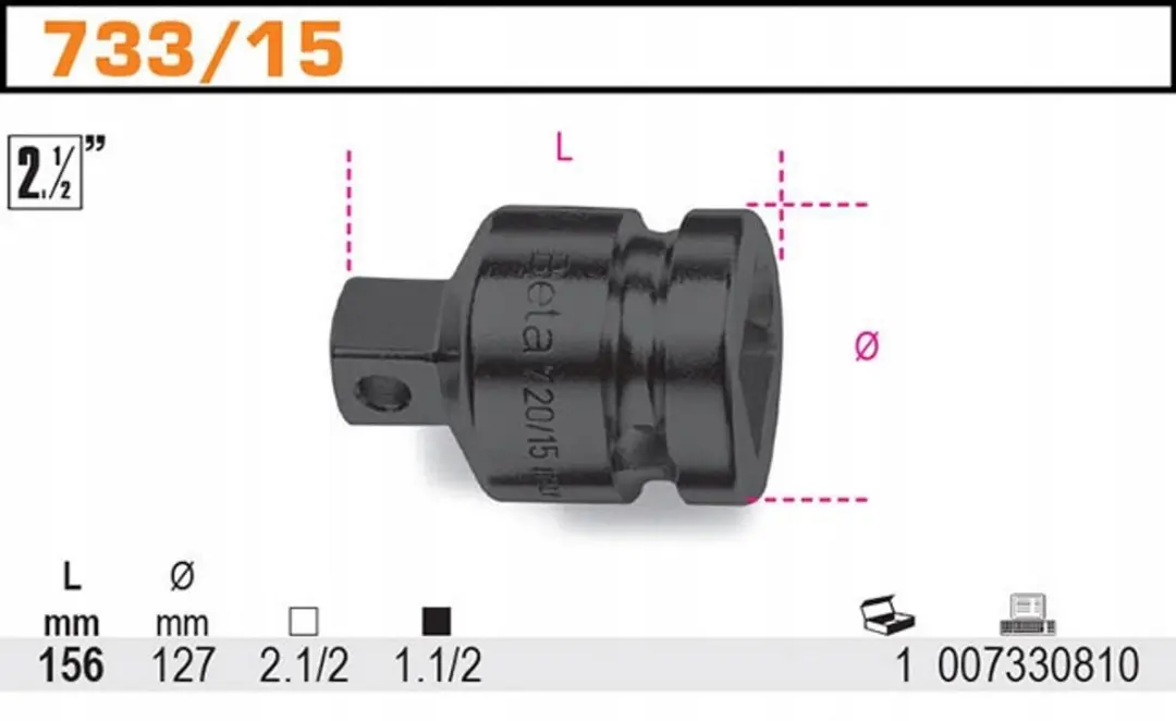 Beta Verloopadapter 2,5" naar 1,5" Impactdop