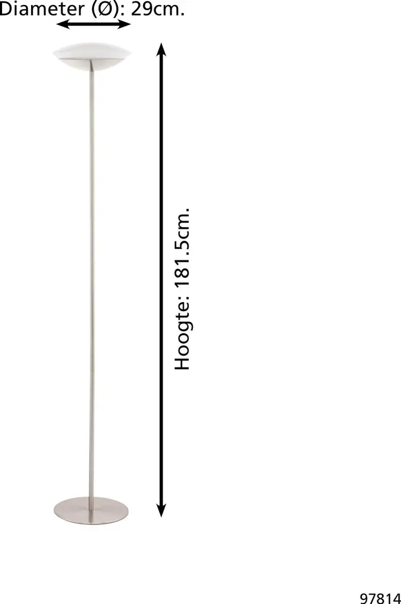 Eglo Frattina-c Staande lamp - Nikkel - 18W Warm wit - afbeelding 6 van 6