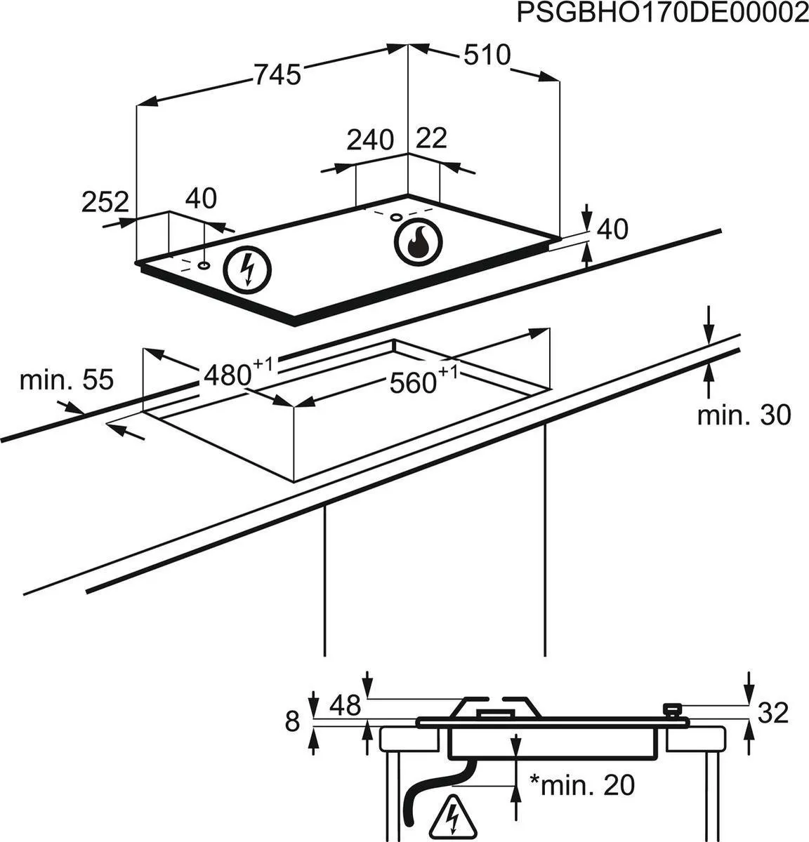 AEG HGB75500SM Gaskookplaat 5 Zones - RVS