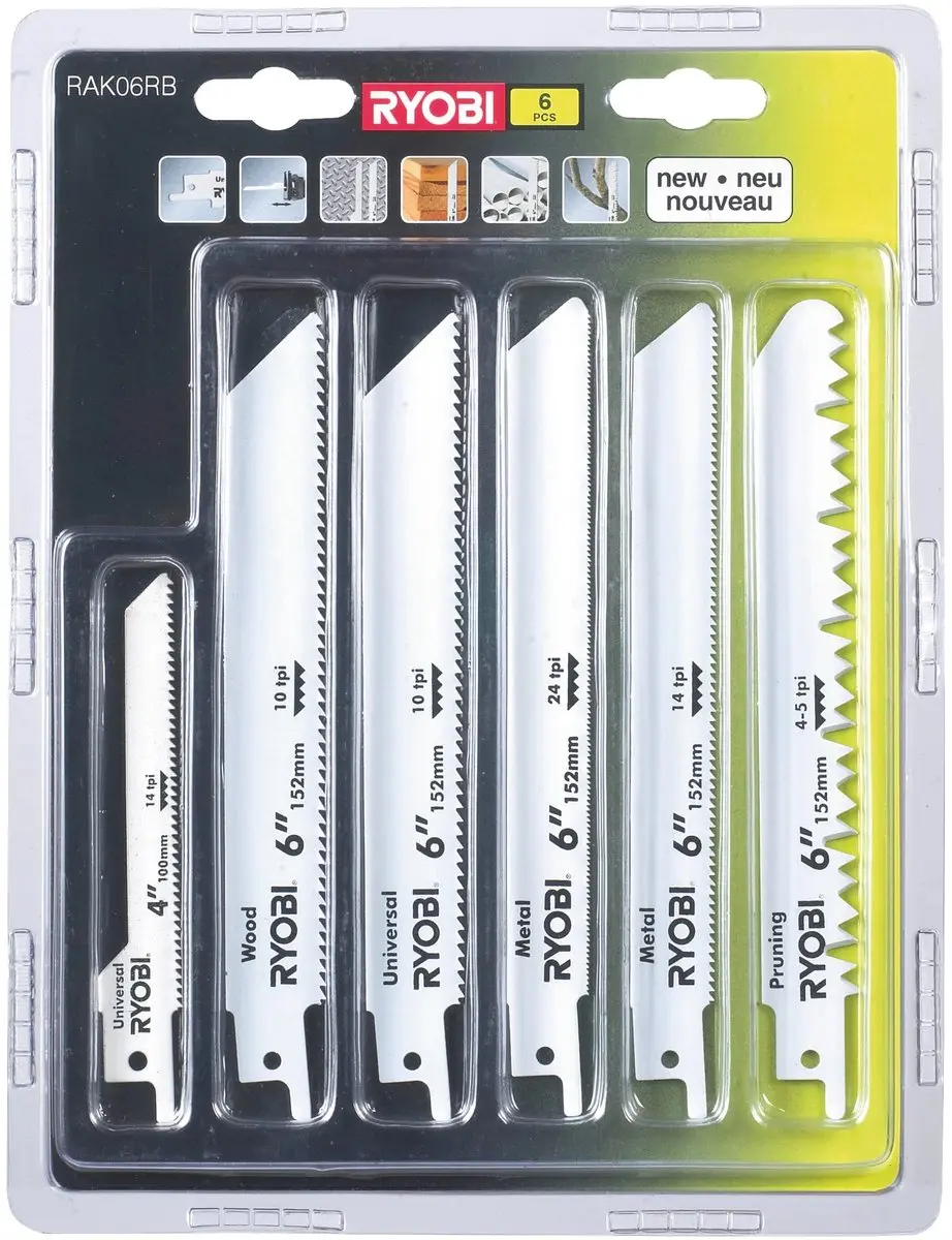 Ryobi 6-delig Reciprozaagbladen RAK06RB