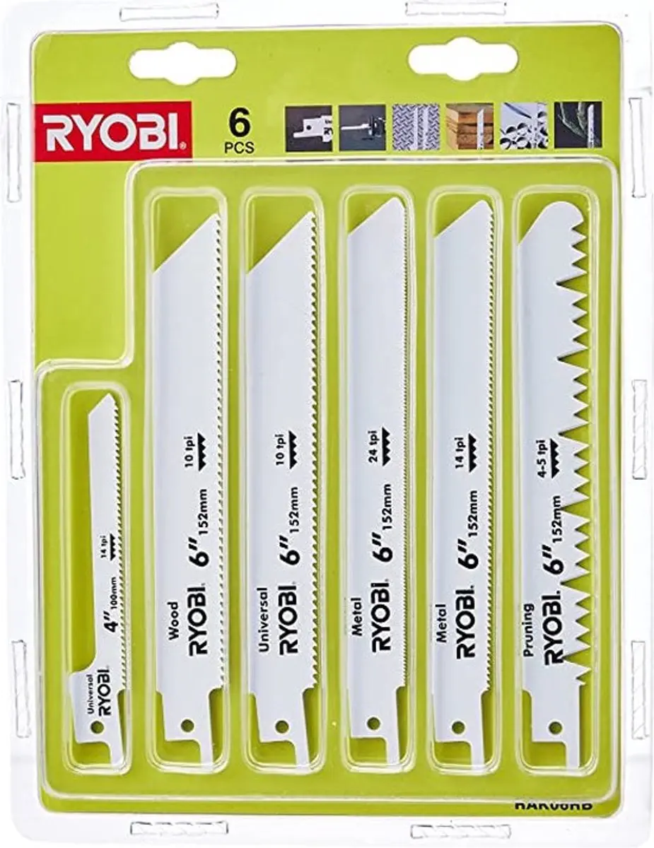 Ryobi 6-delig Reciprozaagbladen RAK06RB - Hout/Metalen