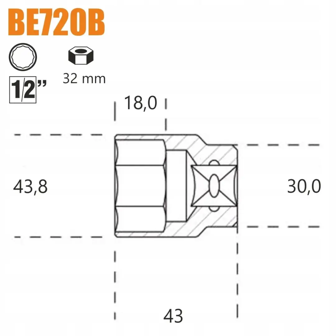 Beta 720B/32 Dopsleutel 1/2" 32mm 12-kant