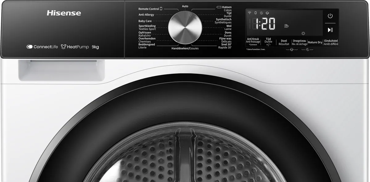 Hisense 3S Serie DH3S902BW3 Warmtepompdroger 9kg - Wit