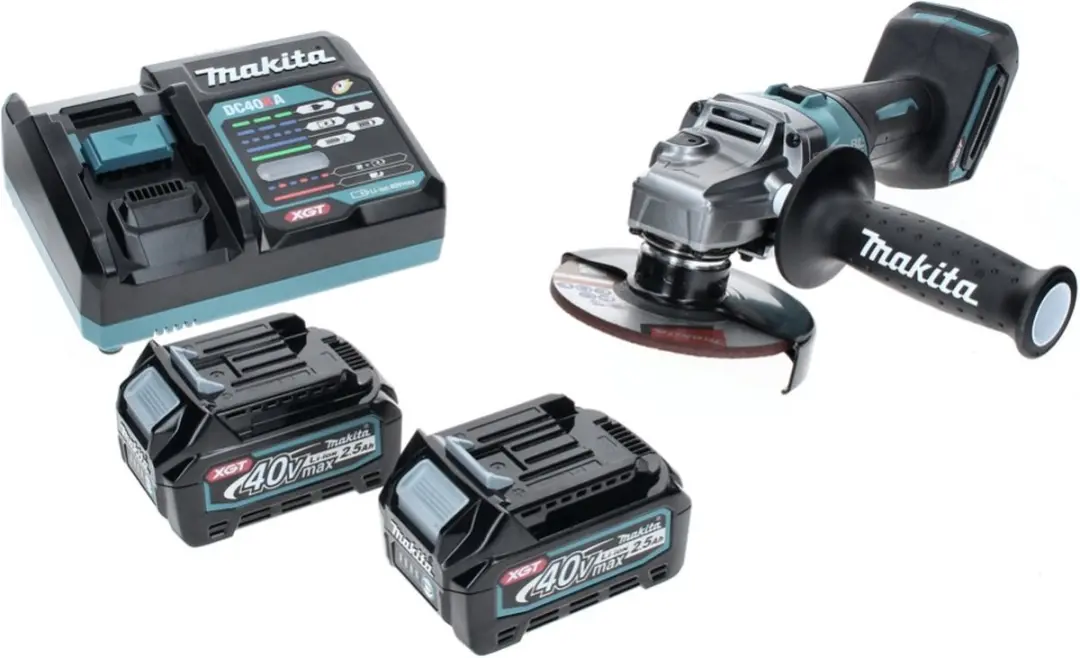 Makita GA005GD2 Accu Haakse Slijper 40V Max - 125mm - 2x 2,5Ah + Lader