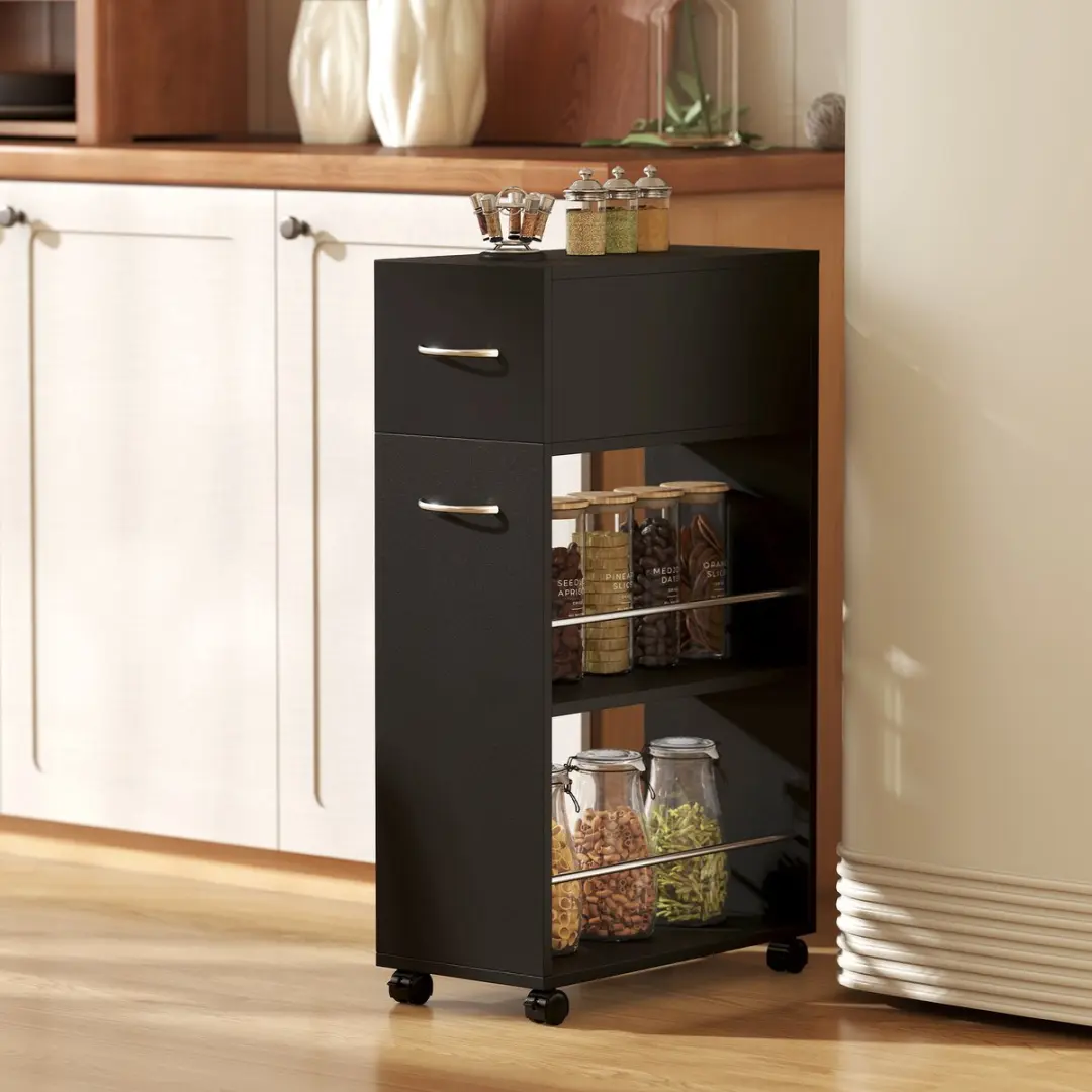 Homcom Keukenwagen 801-240V00BK - 25x50x85cm - Zwart