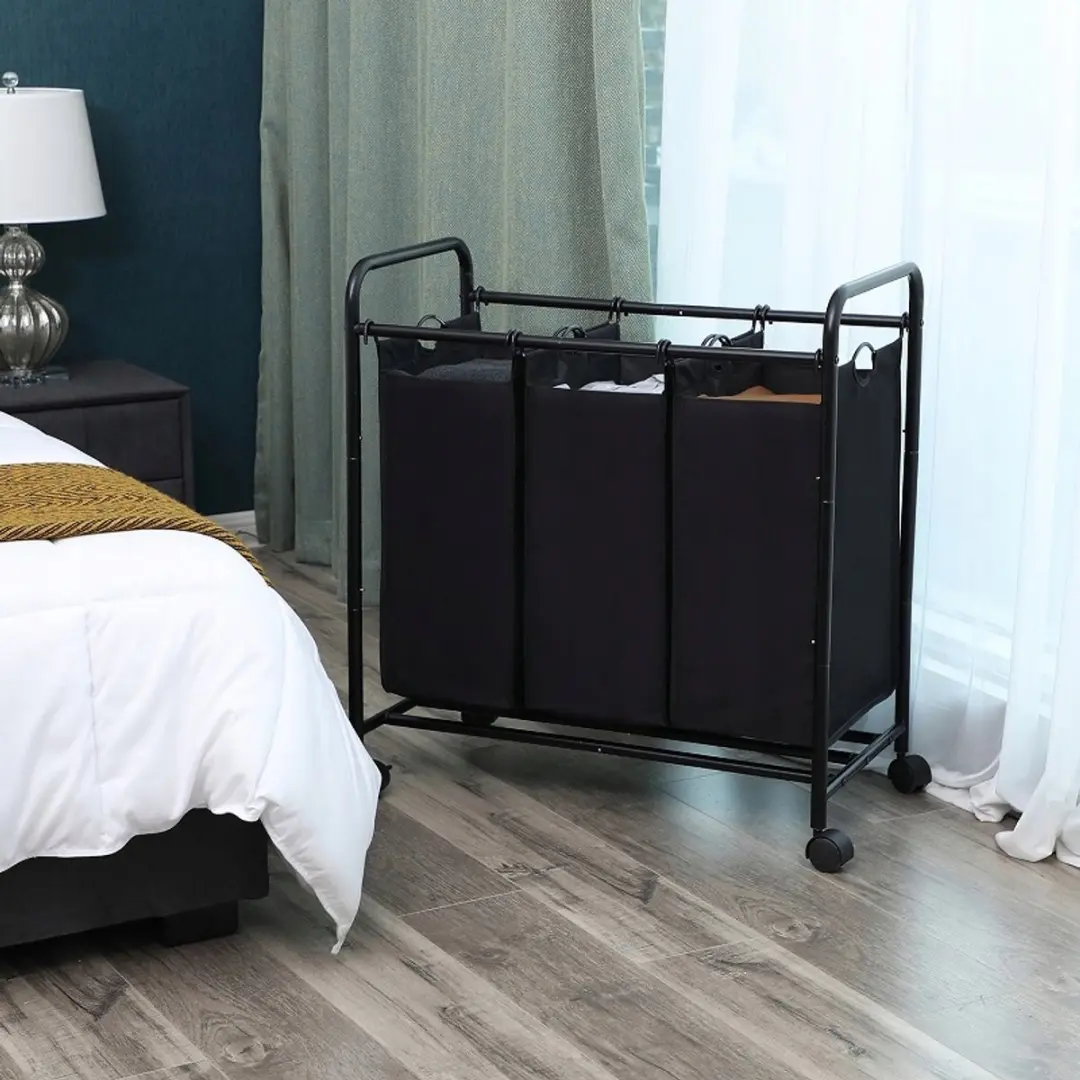 Songmics Mobiele Wasbox 117L - 3 Compartimenten