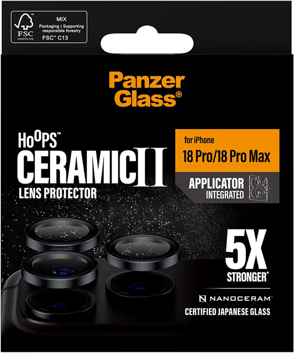 PanzerGlass Hoops Ceramic iPhone 18 Pro/Max Cameralensprotector