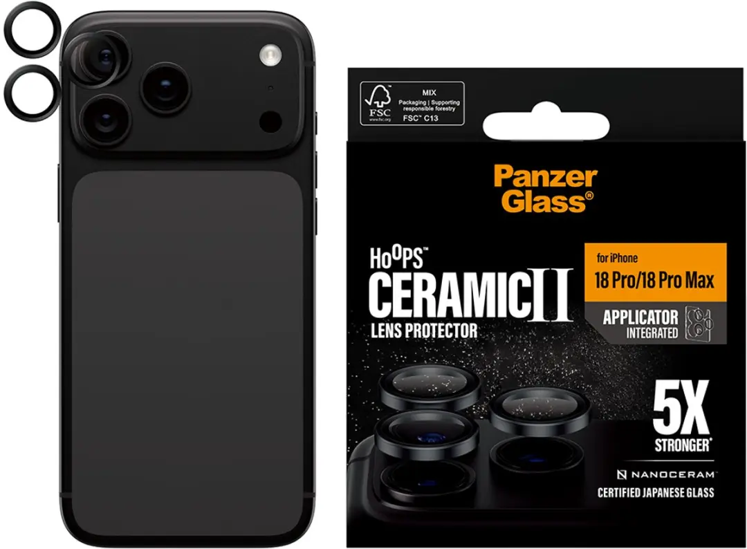 PanzerGlass Hoops Ceramic iPhone 18 Pro/Max Cameralensprotector
