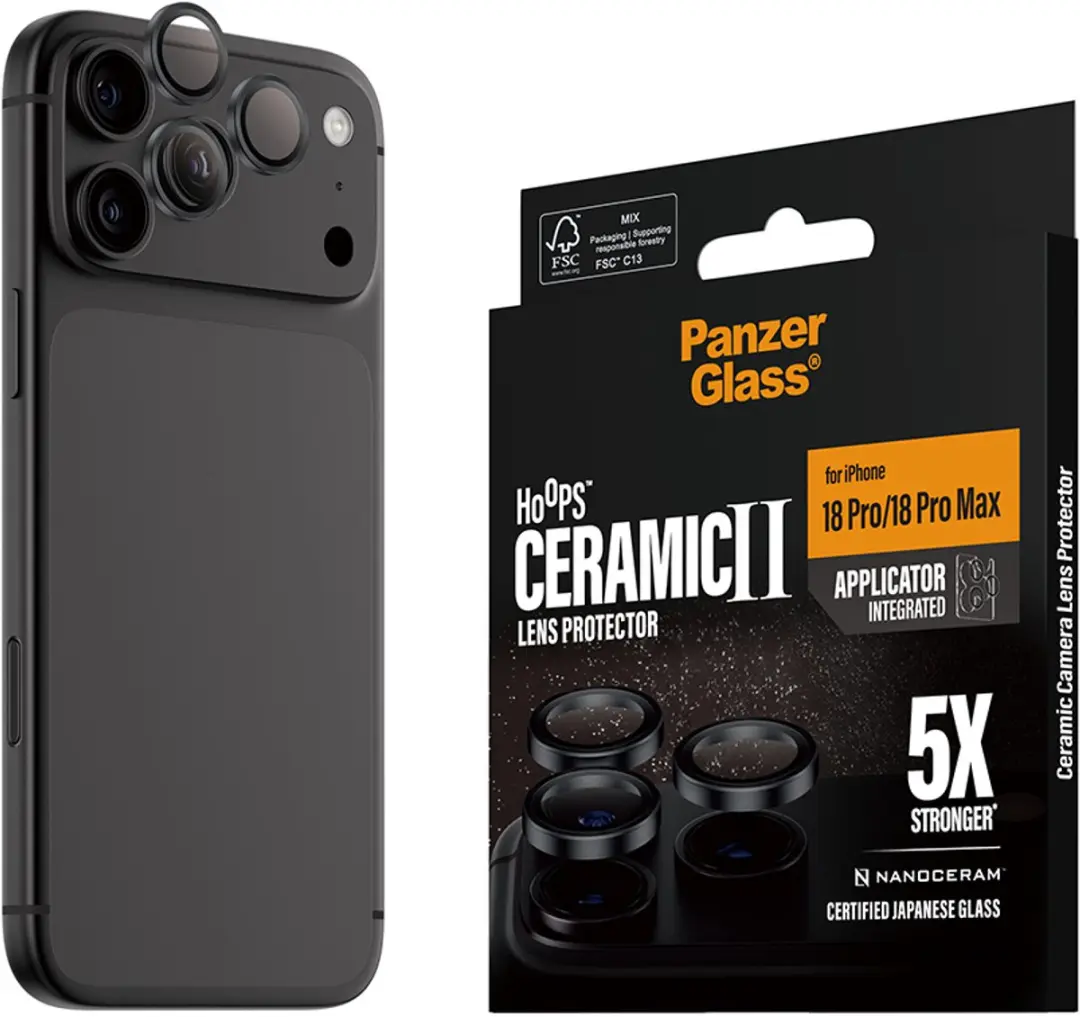 PanzerGlass Hoops Ceramic iPhone 18 Pro/Max Cameralensprotector