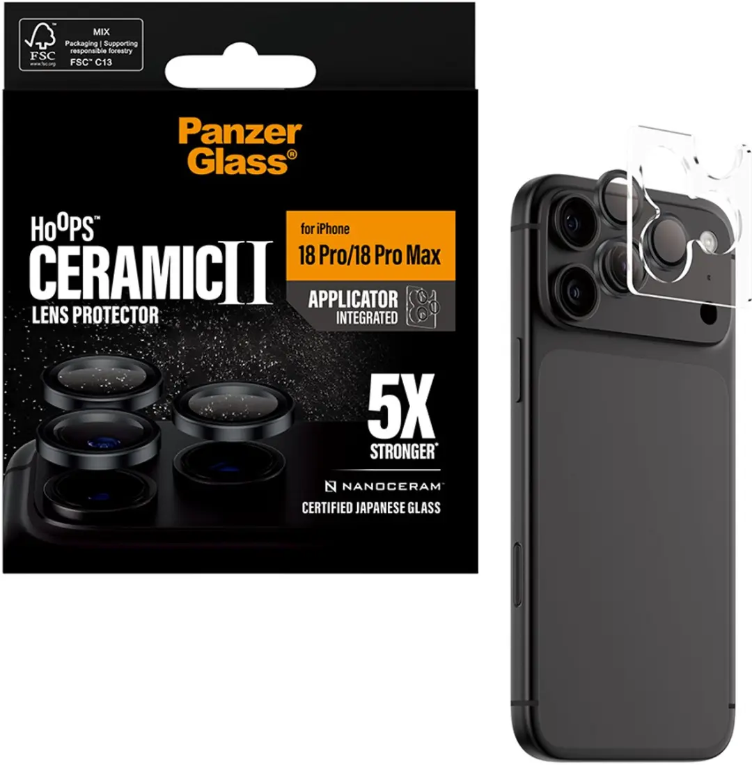 PanzerGlass Hoops Ceramic iPhone 18 Pro/Max Cameralensprotector