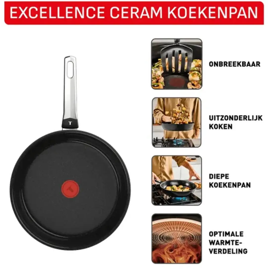 Tefal Excellence Keramische Koekenpan 30cm - Zilver