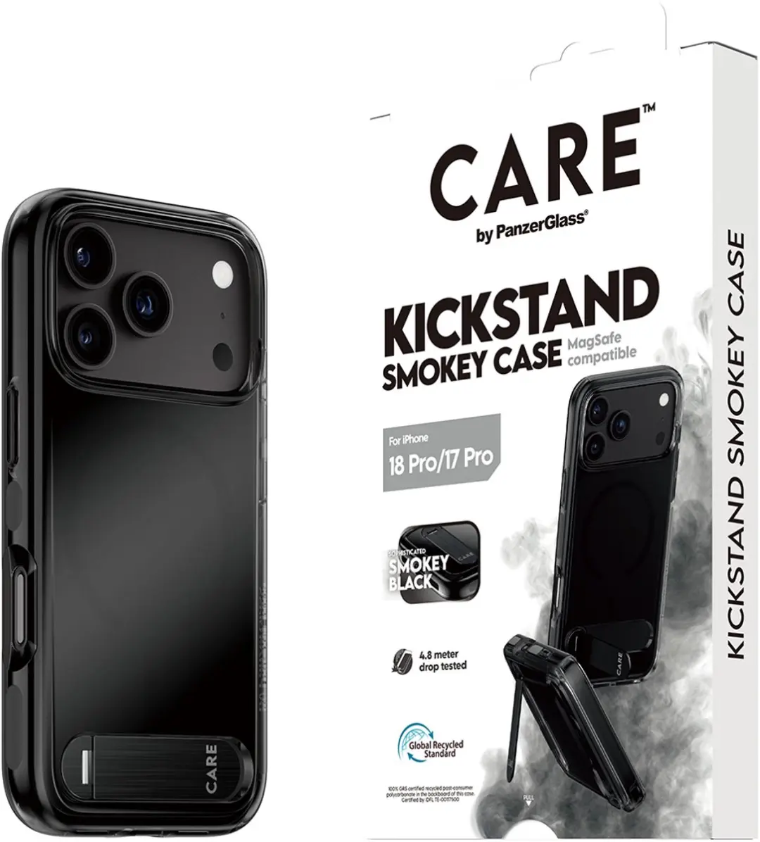 Apple iPhone 18 Pro Case Smokey Black - Transparant - Magsafe Kickstand - afbeelding 6 van 6