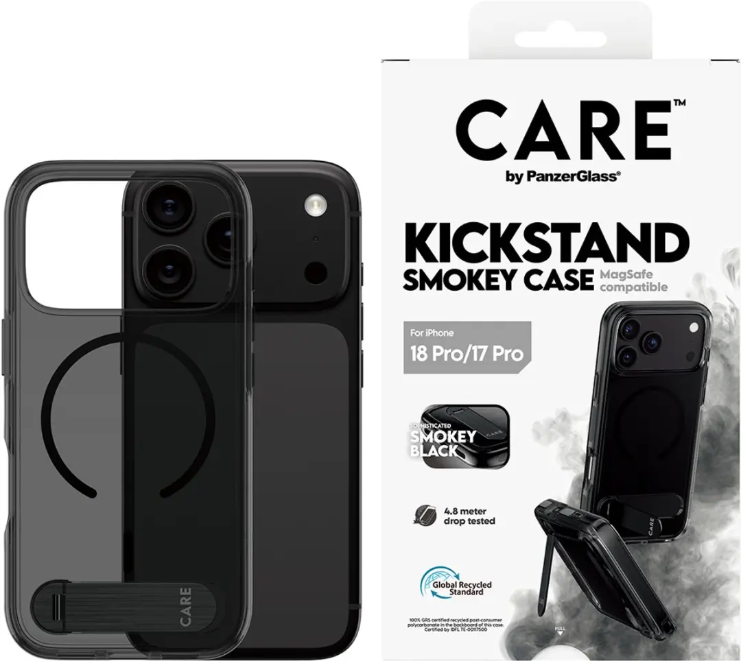 Apple iPhone 18 Pro Case Smokey Black - Transparant - Magsafe Kickstand
