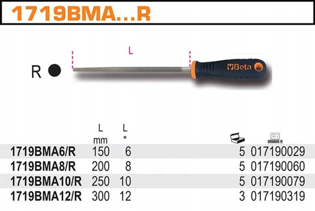 Beta Ronde Halffijn Vijl 250mm - Composiet Handvat