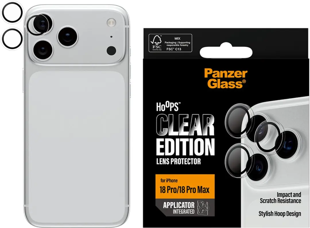PanzerGlass Hoops iPhone 18 Pro/Max Cameralensbeschermer - Transparant