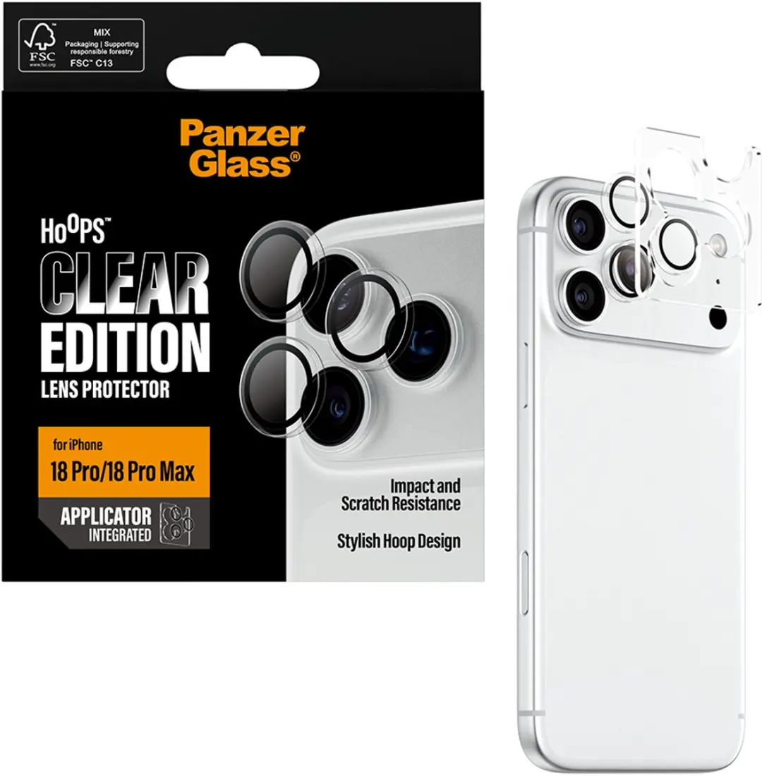 PanzerGlass Hoops iPhone 18 Pro/Max Cameralensbeschermer - Transparant
