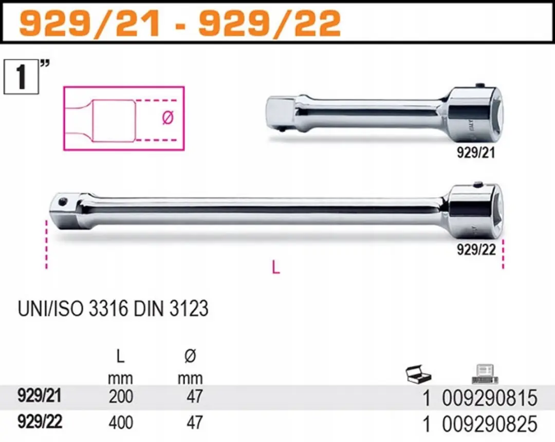 Beta Verlengstuk 200mm 1" met dop 929/21