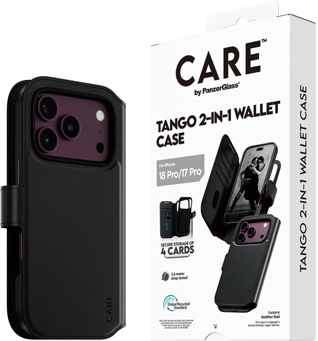 Apple iPhone 18 Pro CARE Tango 2in1 Black Wallet Case - MagSafe