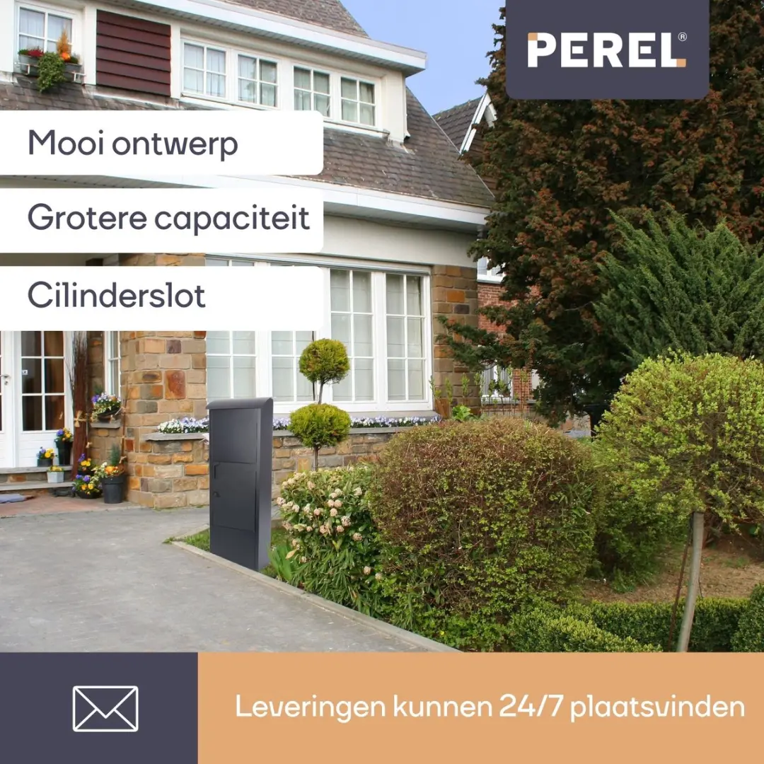 Perel Helsinki Vrijstaande Brievenbus - 105x39x25cm - Donkergrijs