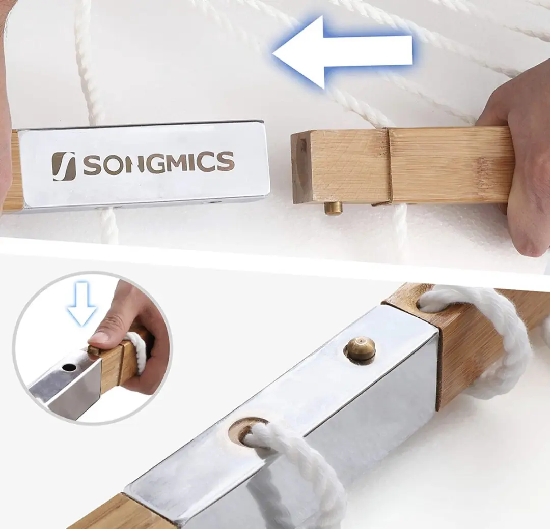 Songmics Hangmat 2 Personen 200x140cm - 225kg - Blauw/Beige