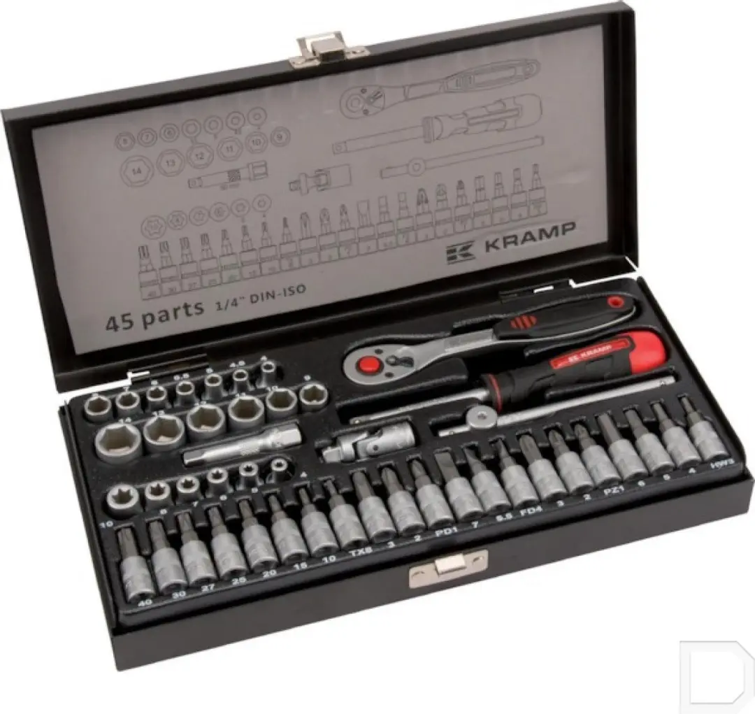 Kramp Dopsleutelset 1/4 45-delig - Zwart