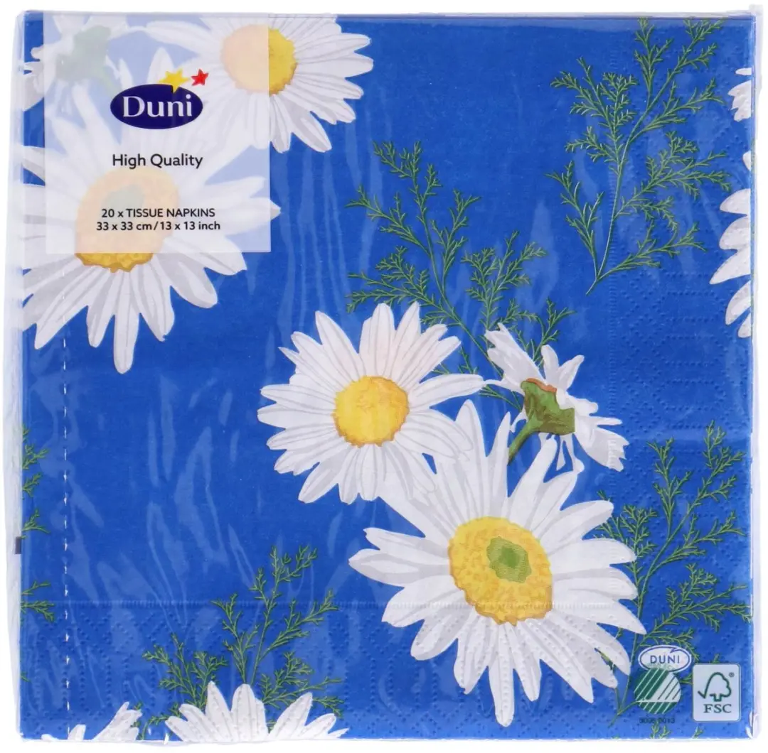 Duni Daisy Blue Servetten 33x33cm