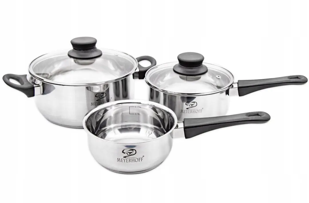 Meyerhoff Pannenset 5-delig RVS - Inductie - Zilver/Zwarte handvatten