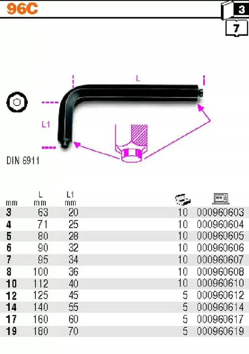 Beta Inbussleutel 3mm met pen