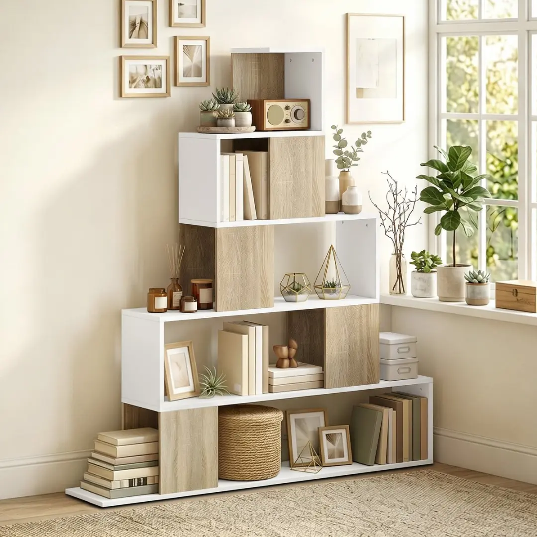 Homcom Opbergrek 120x22x131,5cm - Wit & Natuurlijk
