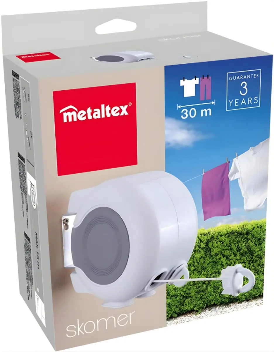 Metaltex Skomer Uittrekbare Waslijn 30m - Grijs - afbeelding 2 van 6