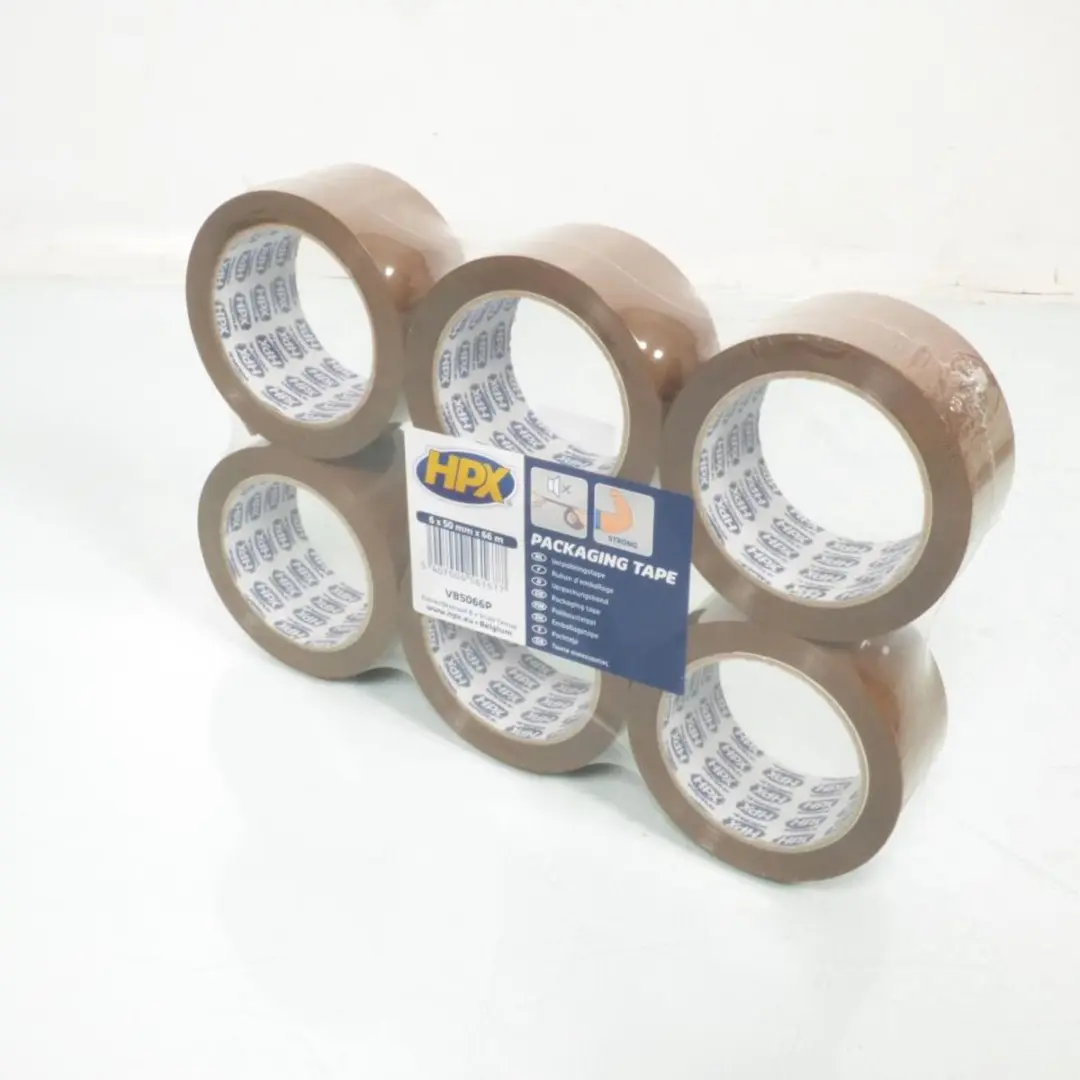 HPX Verpakkingstape Flatpack 6 Rollen - Bruin 50mm x 66m