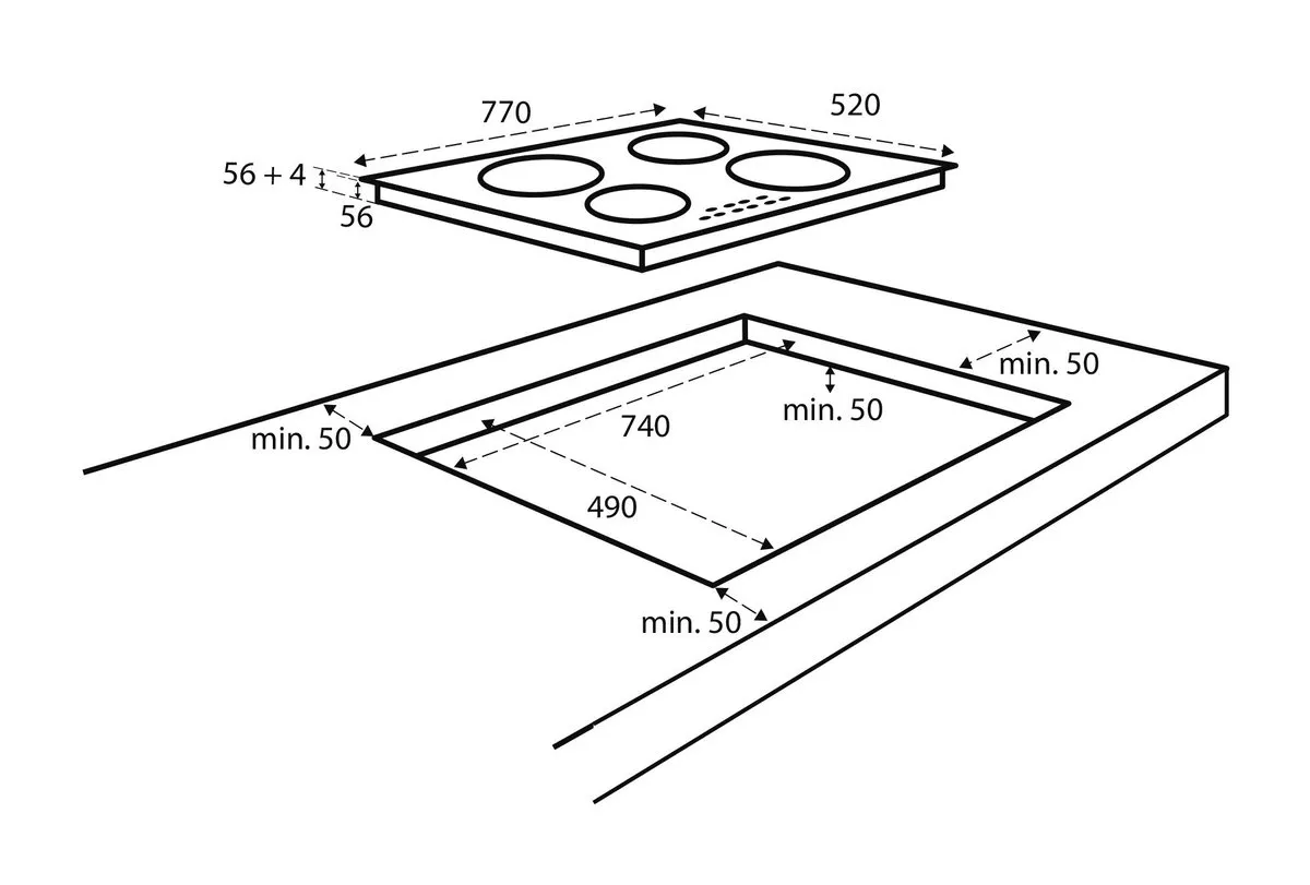 Inventum IKI7735 Inbouw Inductiekookplaat 7,6kW - 4 Zones - Zwart - afbeelding 6 van 6