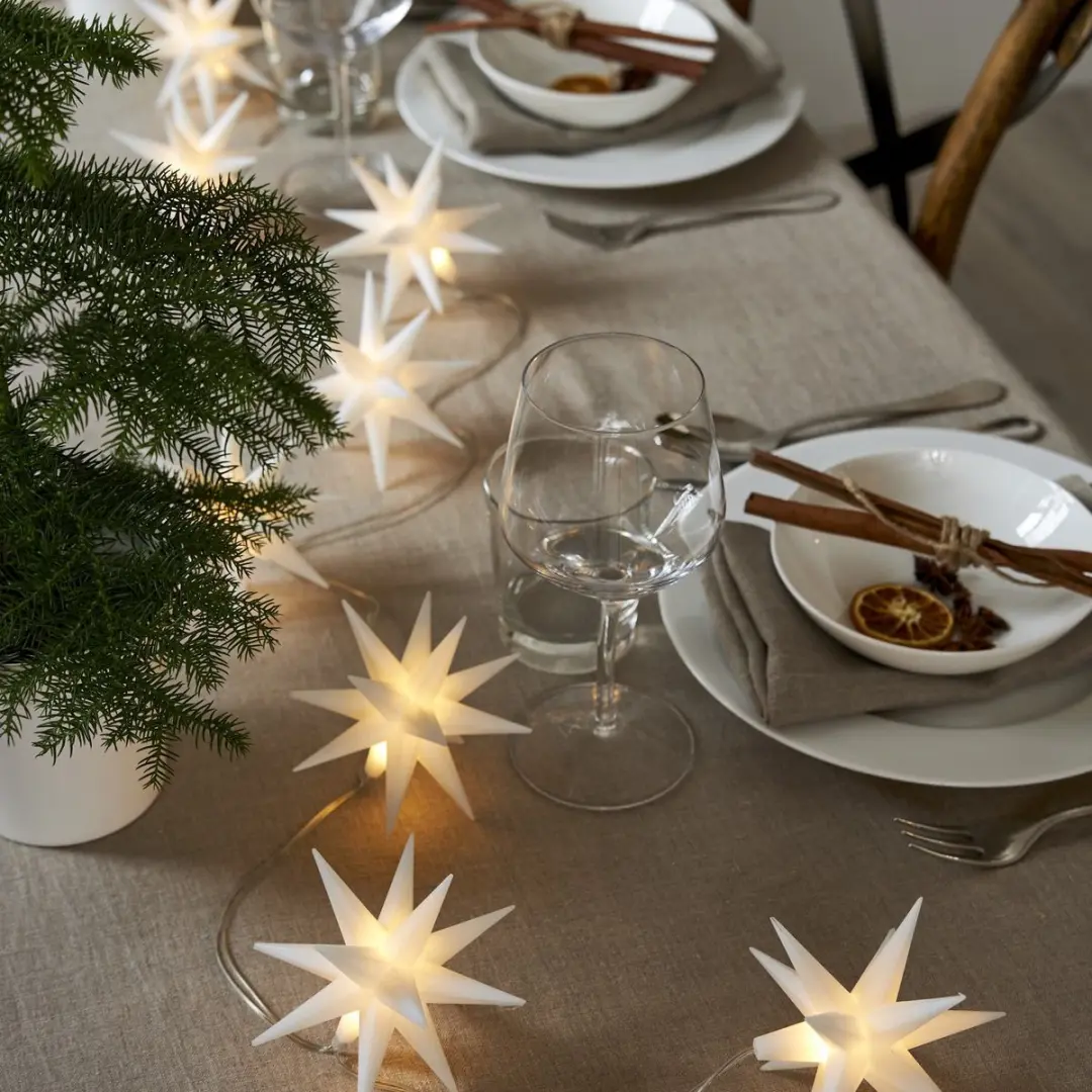 Star Trading Lichtslinger December Batterij - 8 3D-sterren - Warmwit - 210cm