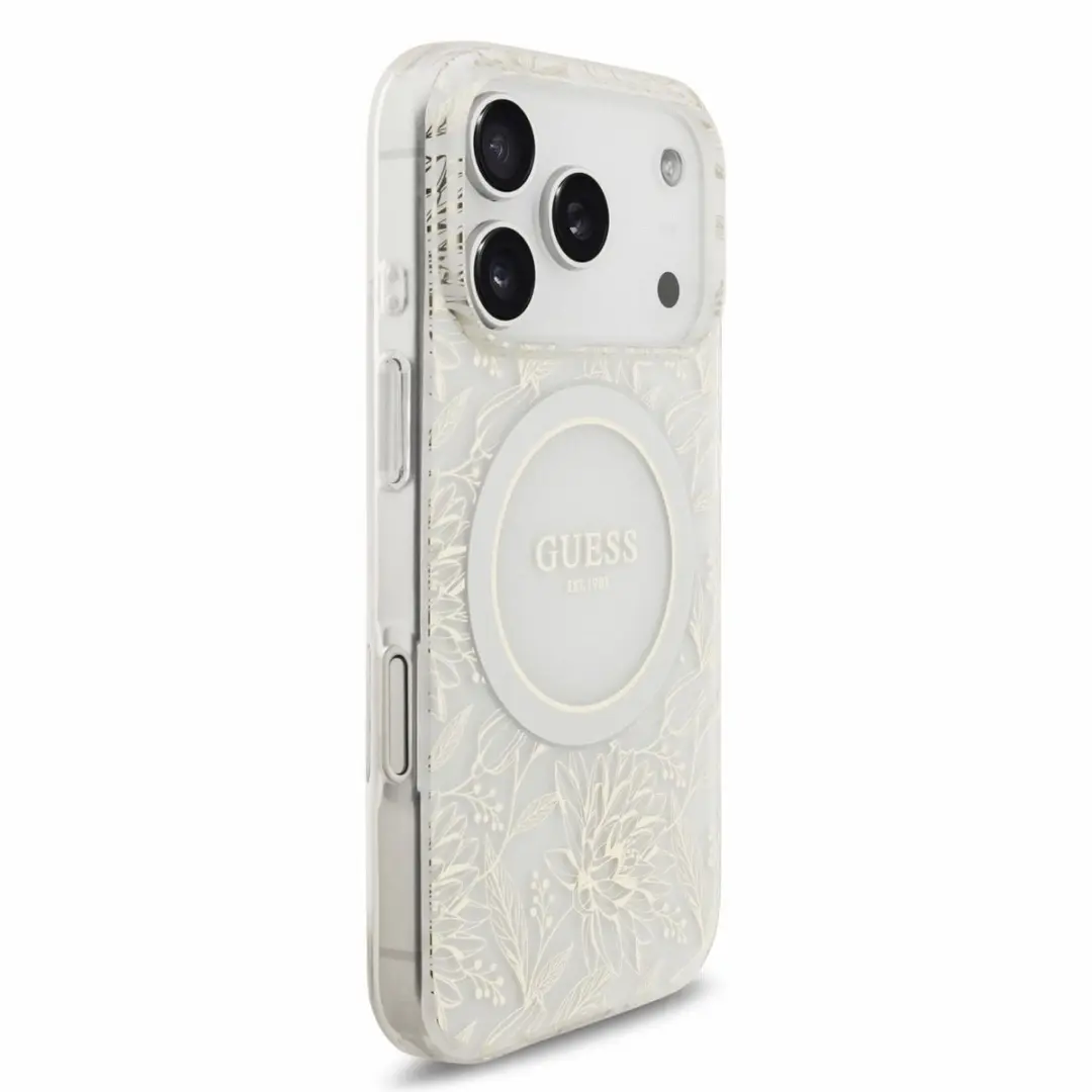 GUESS Telefoonhoesje iPhone 17/18 Pro - Bloemenprint Wit - 15223