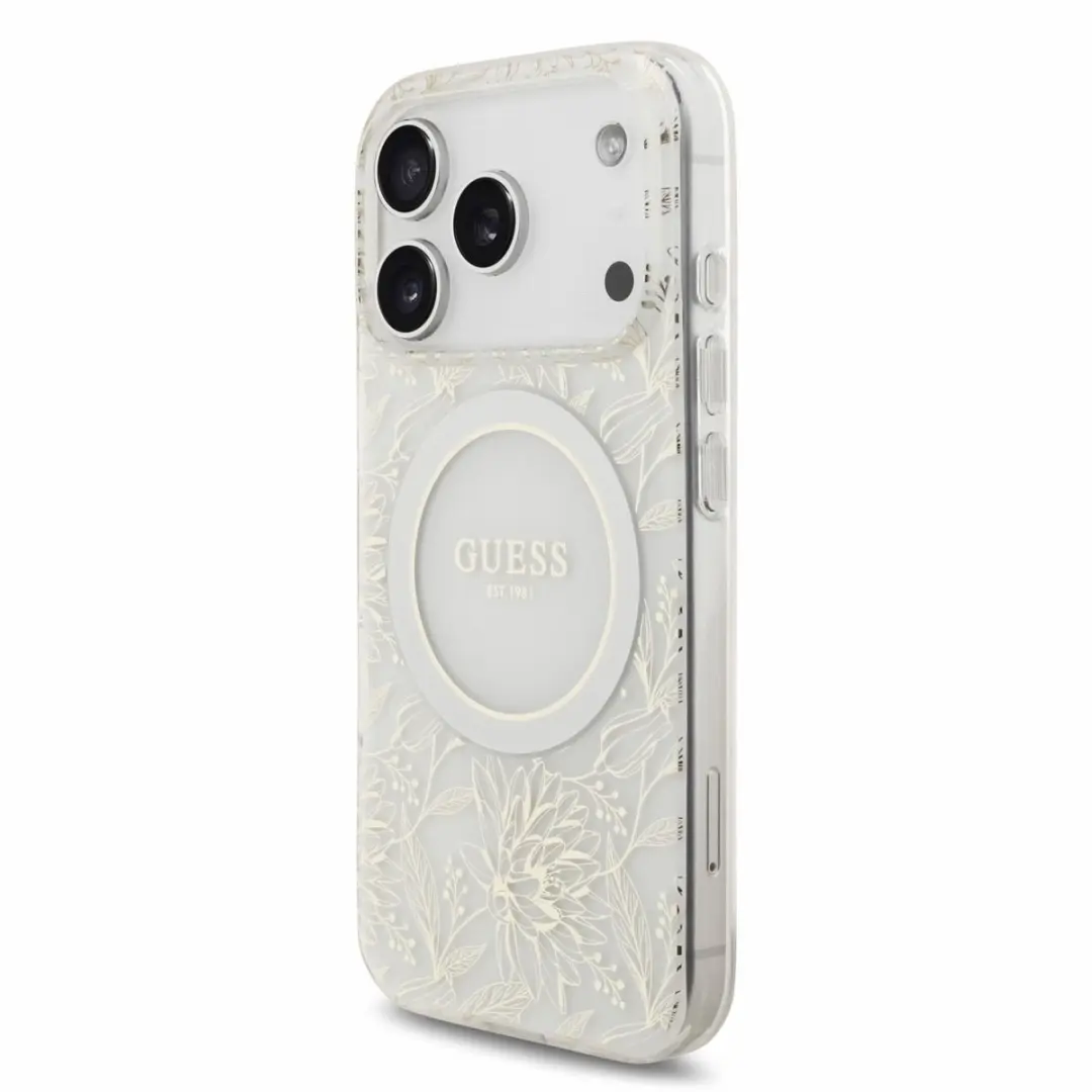 GUESS Telefoonhoesje iPhone 17/18 Pro - Bloemenprint Wit - 15223