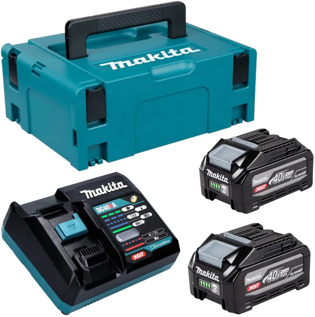 Makita XGT Power Source Kit 2x BL4040F 40V 4.0Ah + DC40RA-lader + Makpac
