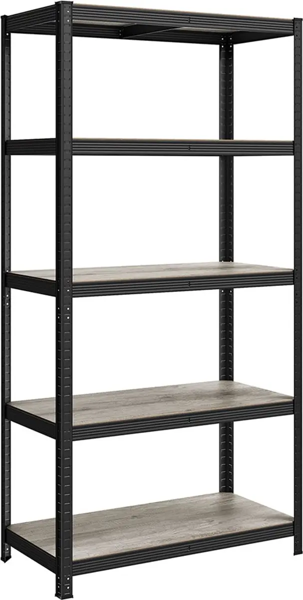 Songmics Opbergrek 50x100x200cm - 5 Planken - Grijs-zwart