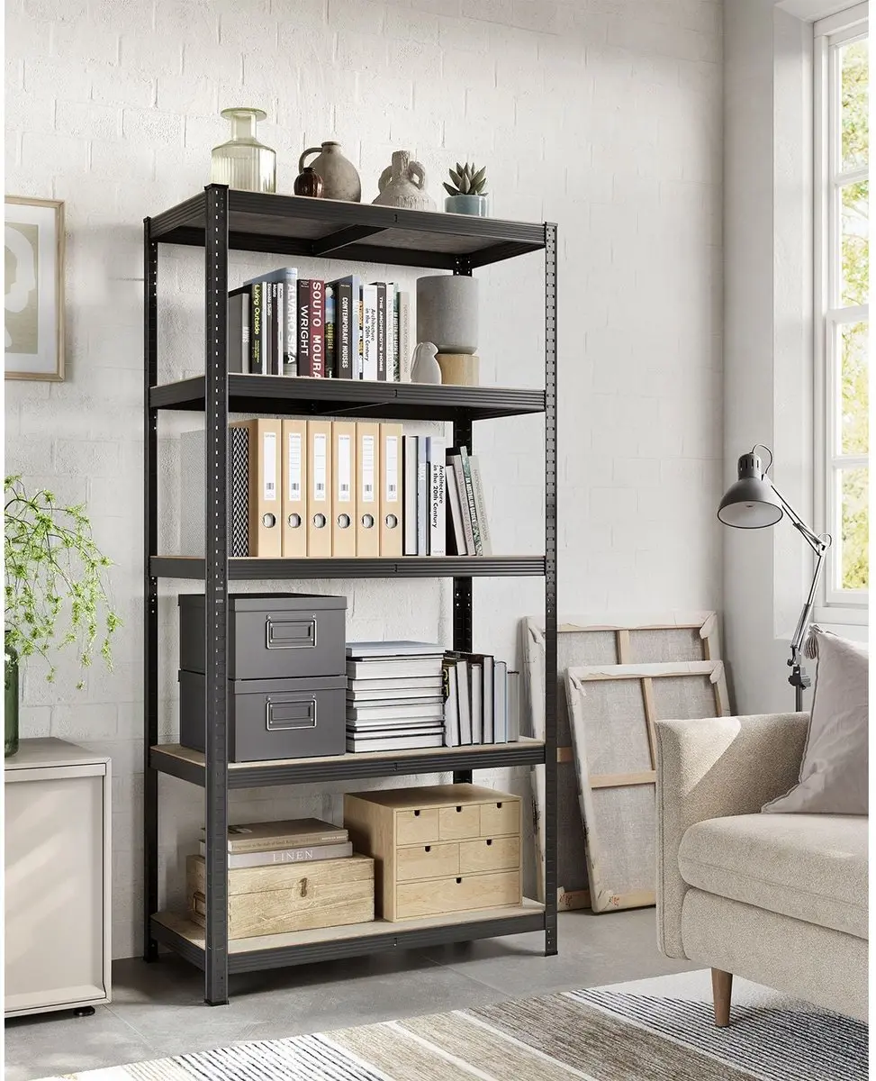 Songmics Opbergrek 50x100x200cm - 5 Planken - Grijs-zwart