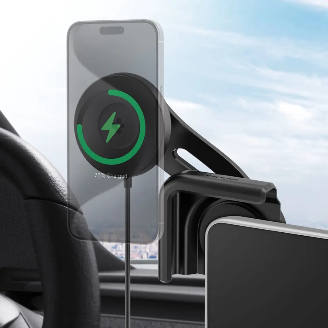 Spigen MagSafe Autolader 15W Tesla TapLock - Zwart