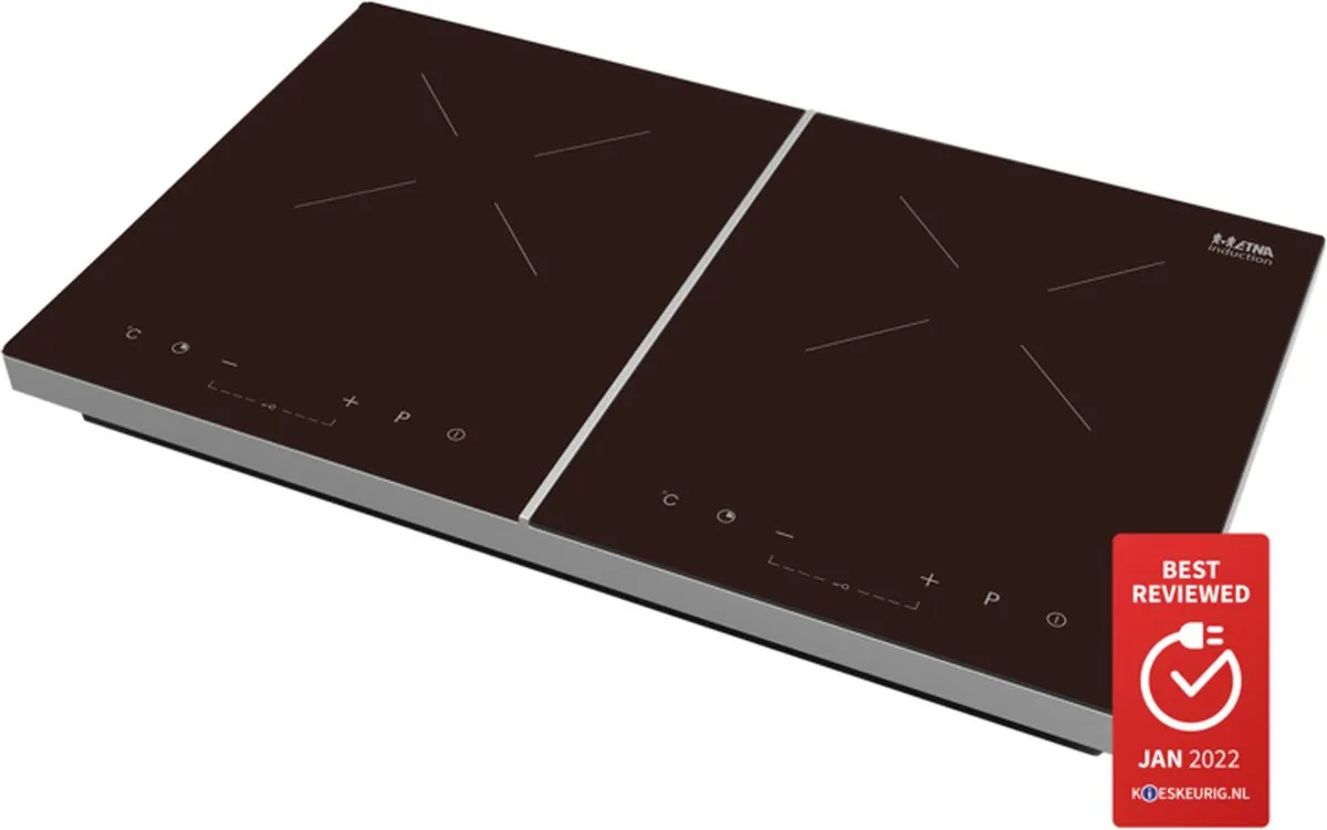 Etna KIV12ZIL Vrijstaande Inductiekookplaat 2 Zones - Zwart/Zilver