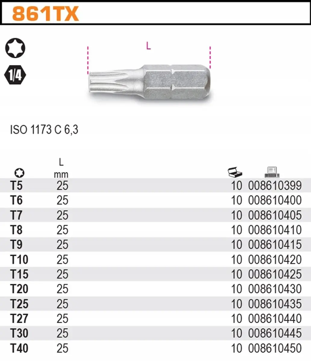 Beta Torx T8 Schroefbit 25mm