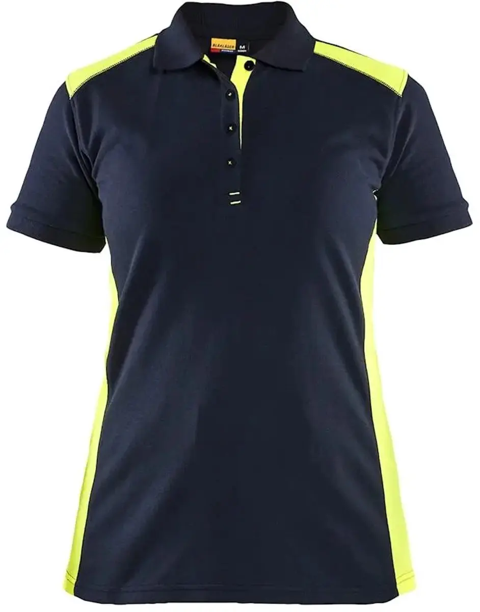 Blåkläder Dames Poloshirt Piqué 3390-1050 - Donker marineblauw/High Vis Geel